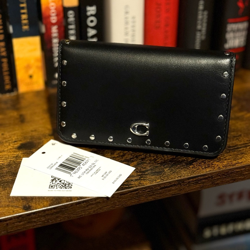 Coach essential slim card case with rivets